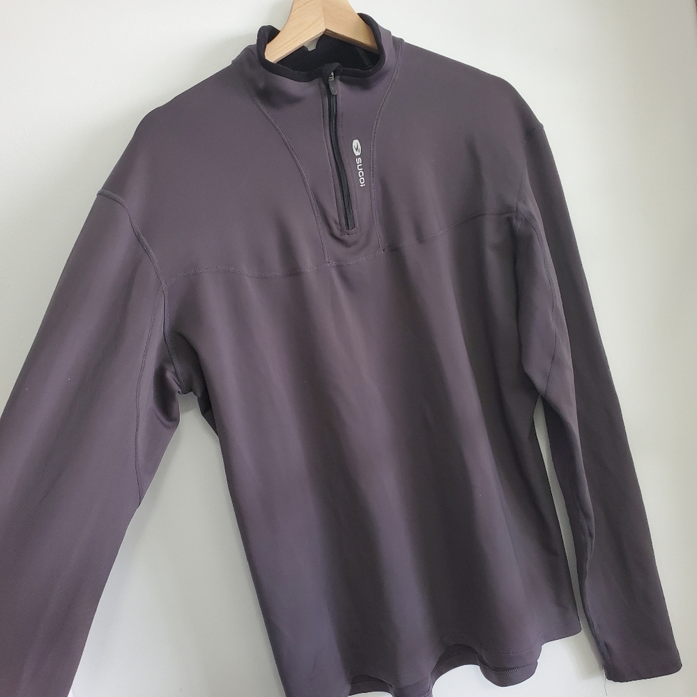 Sugoi XL Sweater Charcol Grey Breathable 1/4 Zip Stretch Fleece Run Base Layer